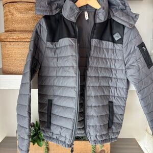 NWOT Univibe Hooded Quilted Winter Zip Jacket Gray/Black (L)